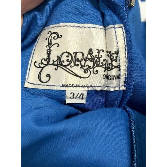 Vtg Loralie Sequined Tulip Maxi Dress Strapless Floral Sweetheart Blue Size 3/4 - Picture 14 of 14